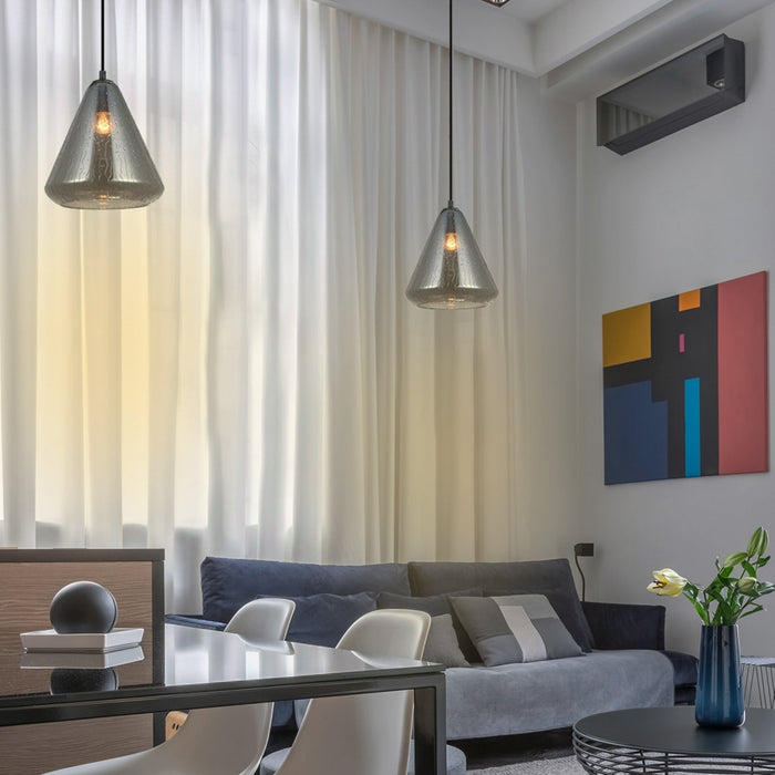 Lámpara Colgante Moderna Negro E27 40w 1 Luz Smokey Gray / Electro Plate