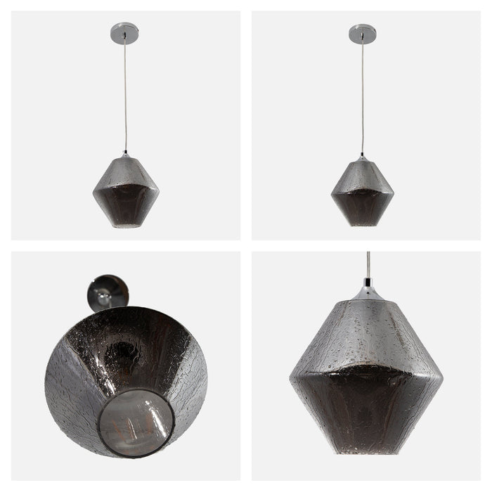 Lámpara Colgante Moderna Cromo y Ahumado 40 W de 1 Luz