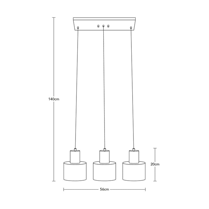 Lámpara Colgante Moderno Negro y Dorado 60w E27 3 Luces