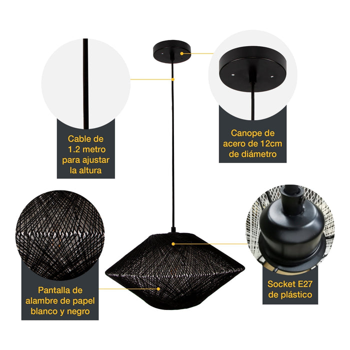 Lámpara Colgante Negro 1L E27 60W