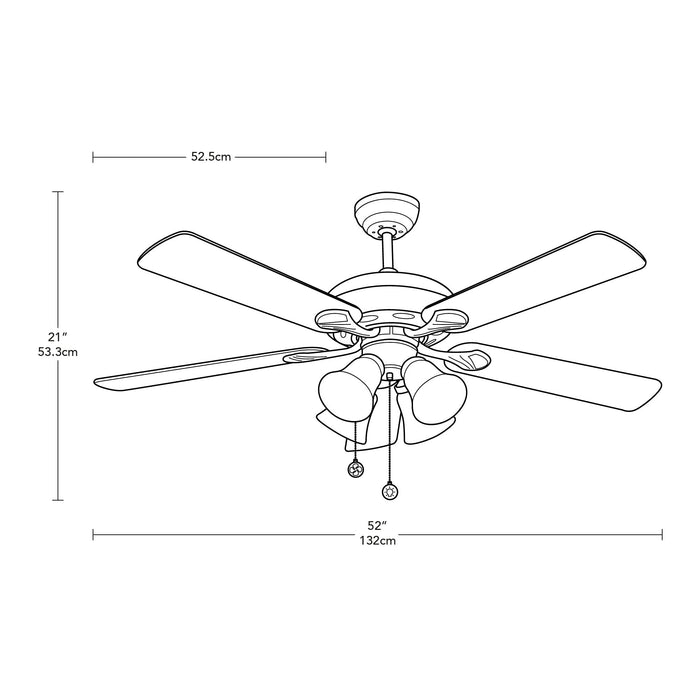 Ventilador Techo 52" Bronce 5 Aspas Reversibes 60W 3 Velocidades