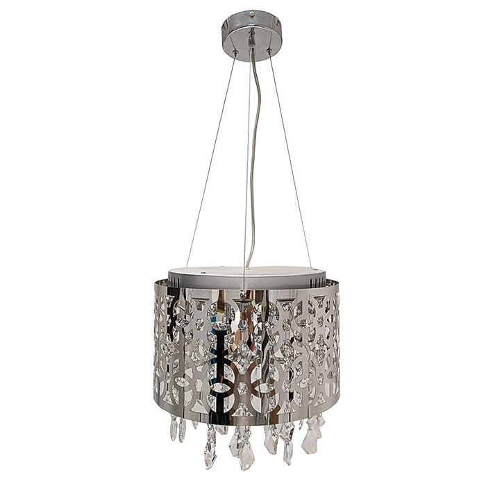 Lámpara Colgante Acero Inoxidable Y Cristales G4 9 Luces