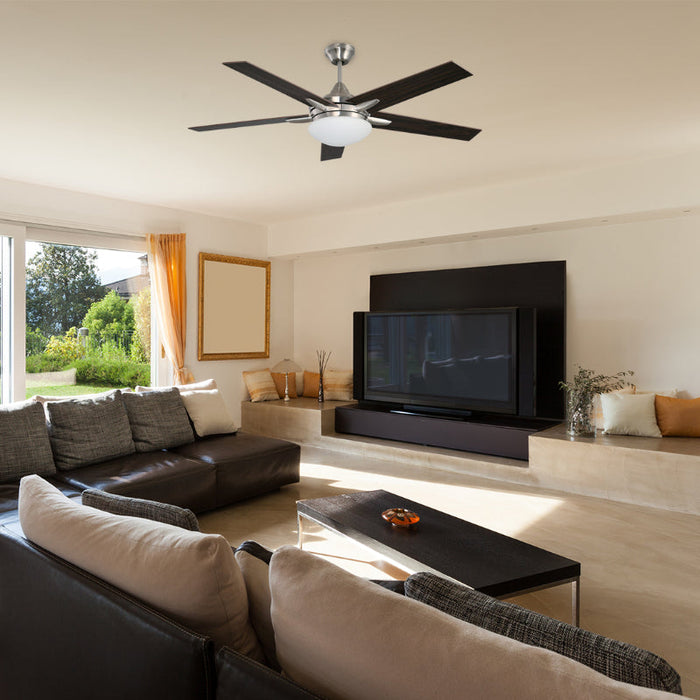 Ventilador De Techo 52" Níquel Satinado 2L E27 40W Con Control De Pared