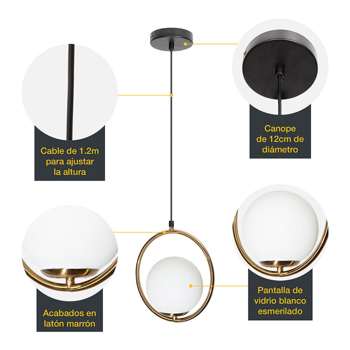 Lámpara Colgante Opulent Lights Negro Bronce E27 40w 1 Luz