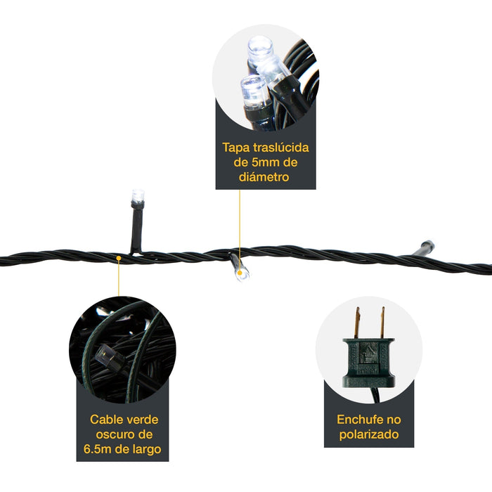 Tira navideña LED Luz blanca 120V 2w