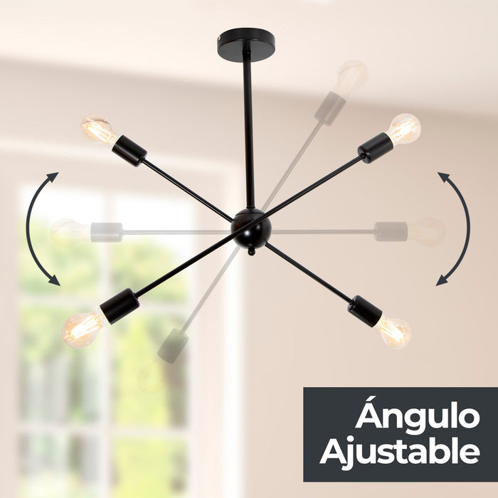 Lámpara Colgante Moderno Negro 60w E27 4 Luces