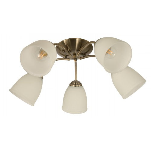 LAMP. TECHO BRONCE ANTIGUO 5L E27 40W