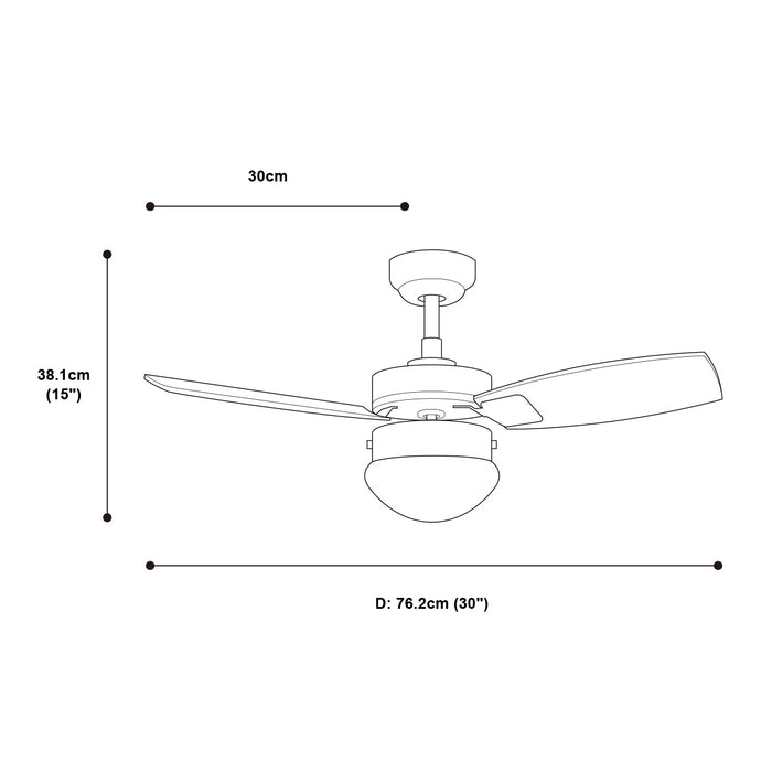 Ventilador de Techo 30" ARTFAN ABELLI Blanco 1 luz 60W E27