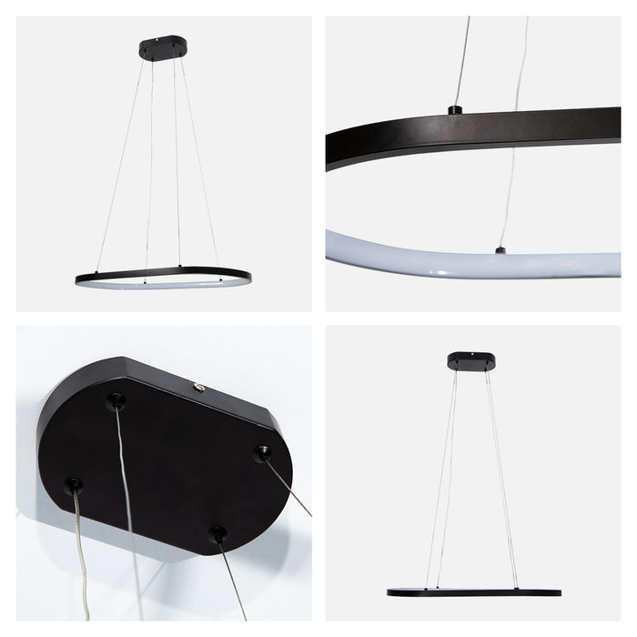 Lámpara colgante LED 3000K, acabado negro, 24W