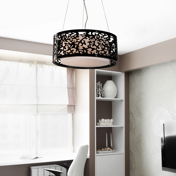 Lámpara Colgante Inlite Color Negro Brillante 60 W 3 Luces