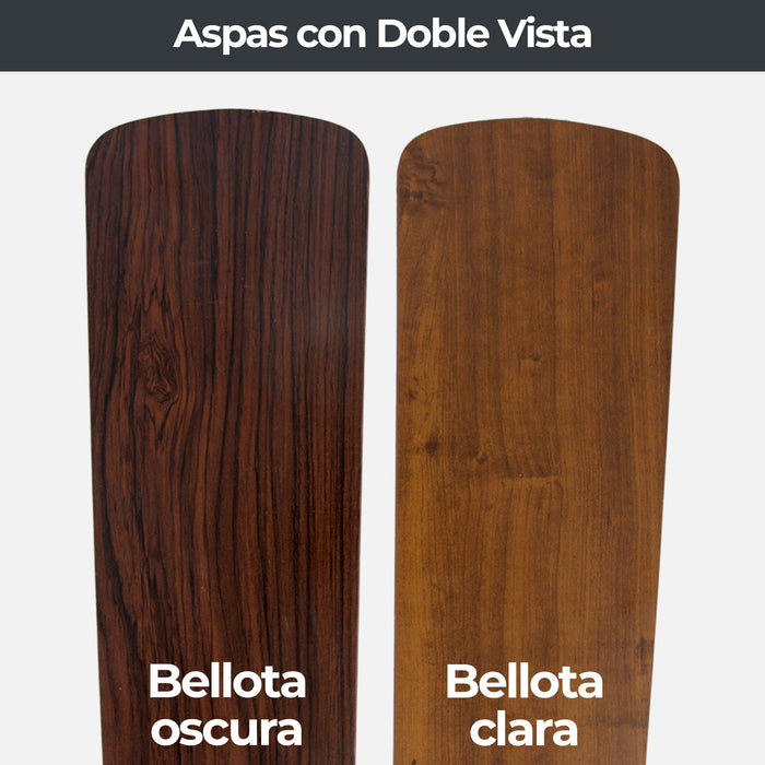 Ventilador Techo 52" Bronce 5 Aspas Reversibes 60W 3 Velocidades