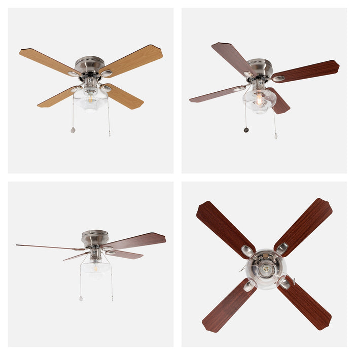 Ventilador de Techo 42 Madera 60W 4 Aspas Reversible 1 Luz