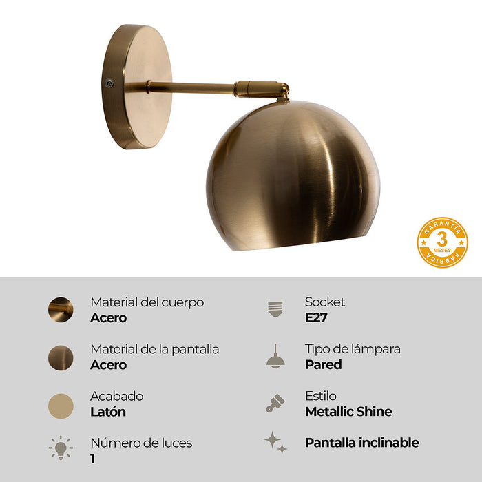 Lámpara de Pared Latón Vanity de Baño 40w E27 1 Luz