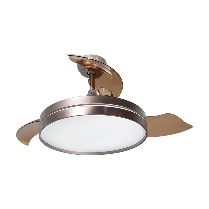 Ventilador De Techo Retráctil 42", Luz LED, Marrón, 3 Aspas, 6 Velocidades