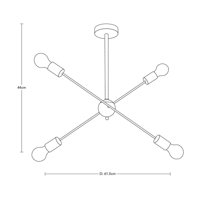 Lámpara Colgante Moderno Negro 60w E27 4 Luces