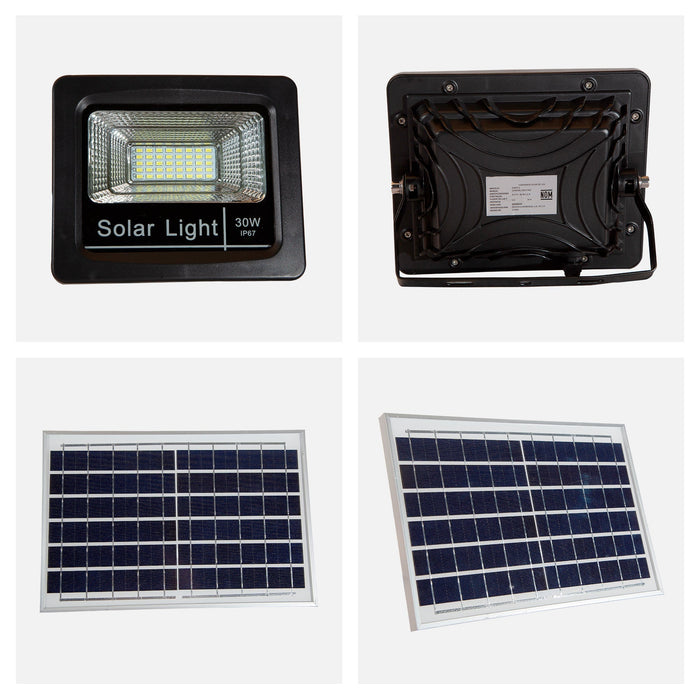 Lámpara Solar Exterior Piso LED 30W 6500K Luz Blanca IP64