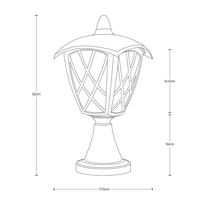 Lámpara de poste exterior IP44, 1 luz E27, acabado negro, 10W