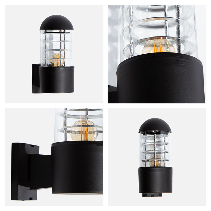 Aplique de pared exterior, IP44, acabado negro, 10W, E27, 1 luz
