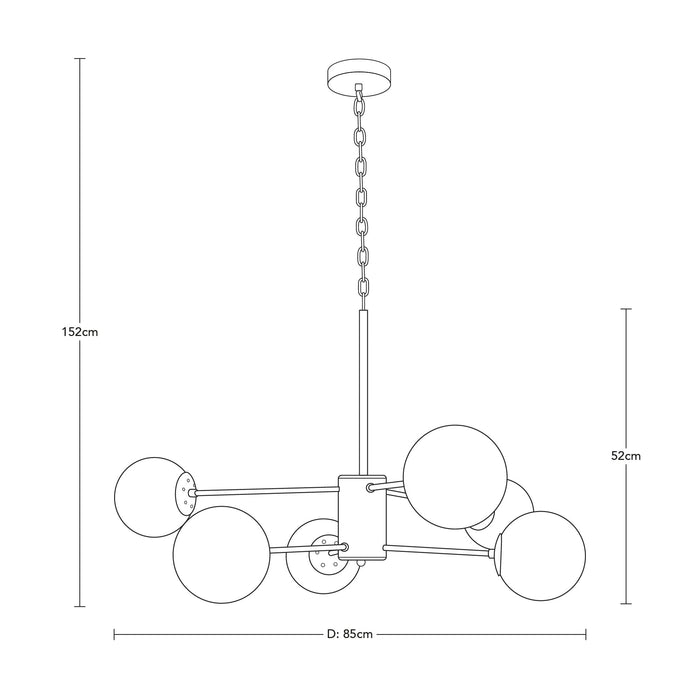 Lámpara Colgante Moderno Negro 40w E27 6 Luces