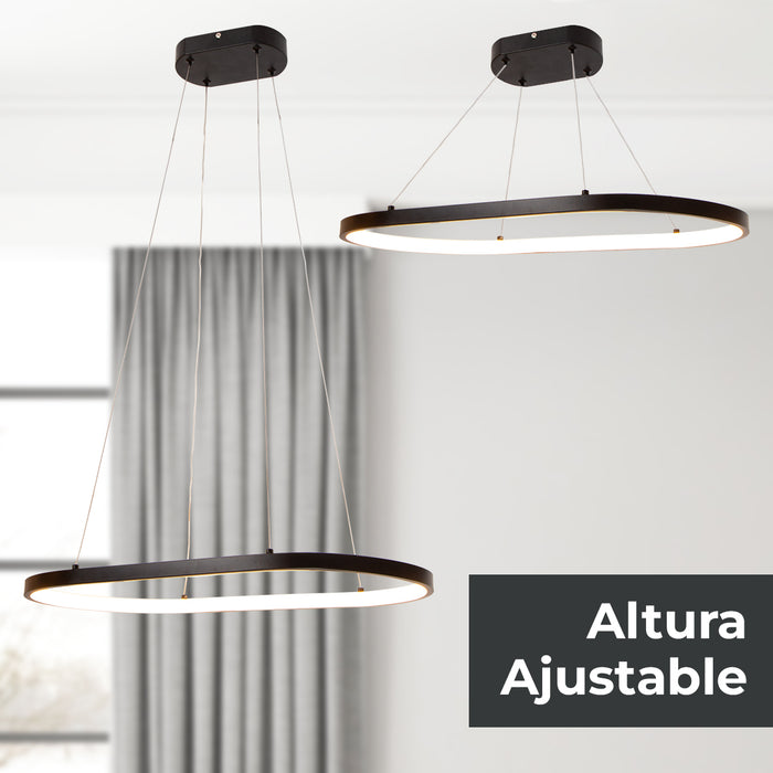 Lámpara colgante LED 3000K, acabado negro, 24W