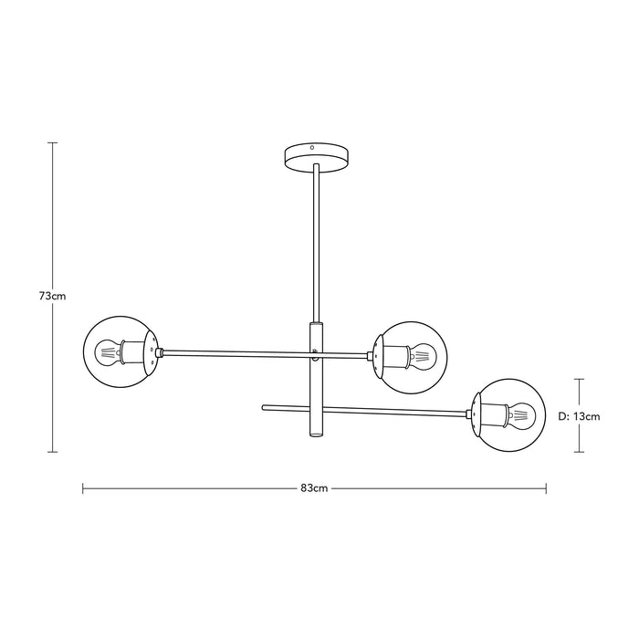 Lámpara Colgante Opulent Lights Negro E27 40w 3 Luces