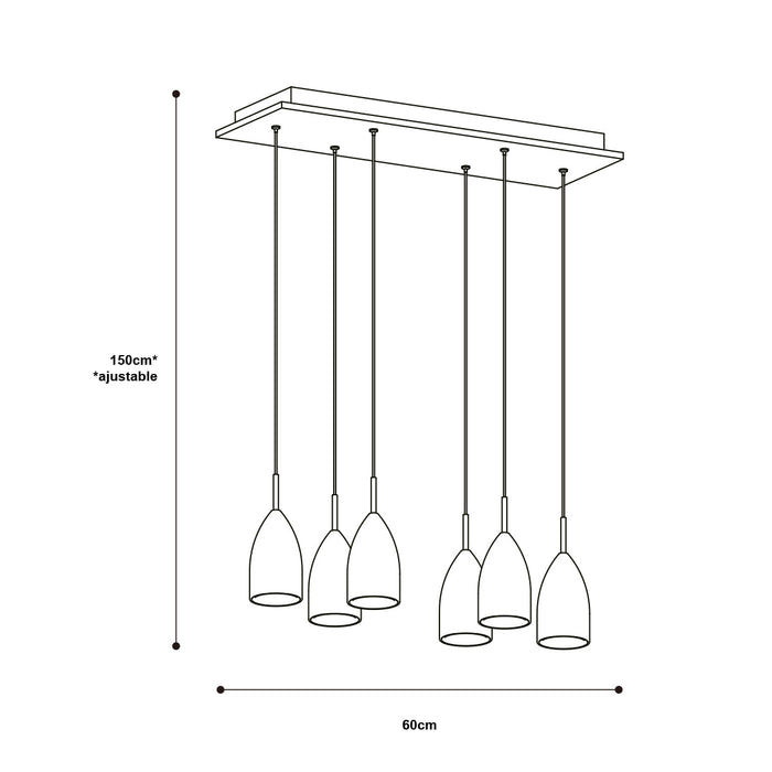 Lámpara Colgante Lumicentro LED Color Cromo 6 Luces 2 W