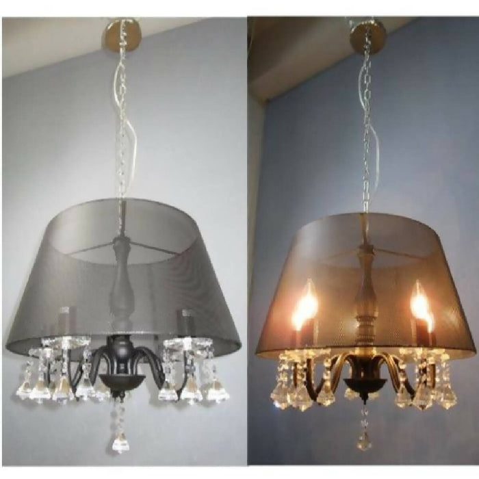 LAMP. COLGANTE NEGRO Y CROMO 5L E14 40W