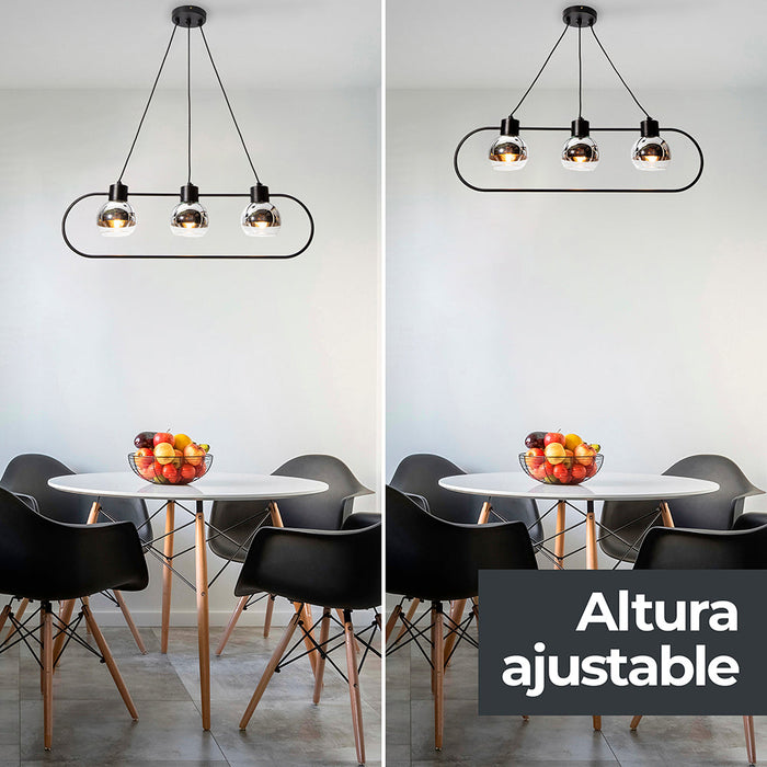Lámpara colgante Modern Luxe negro E27 40w 3 luces