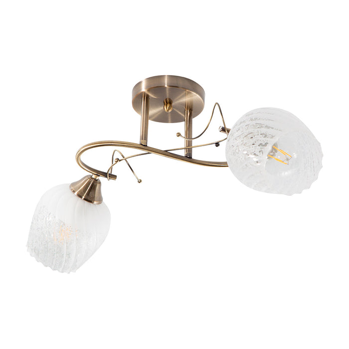 Lámpara de Techo Latón Antiguo Clásico E27 40W 2 Luces
