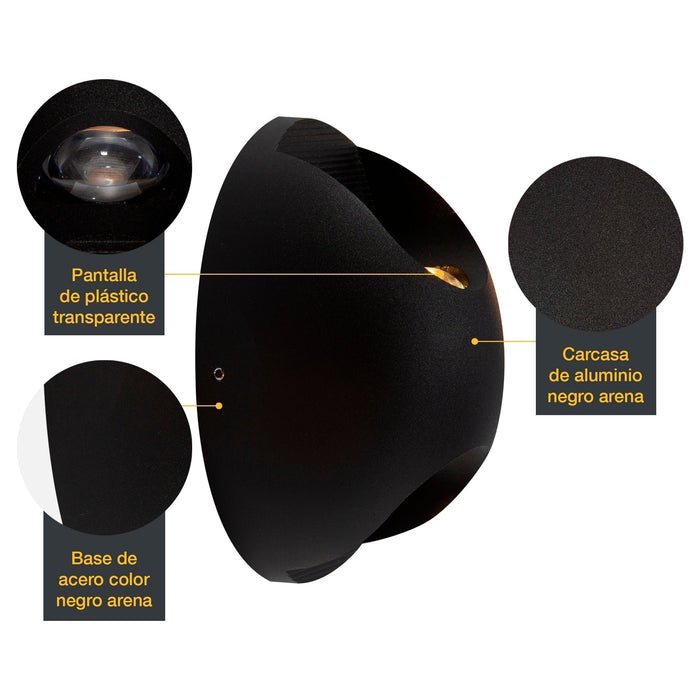 Lámpara LED Exterior Pared Negro 6w 3000k/4000k/6000k