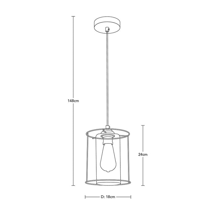 Lámpara Colgante Modern Luxe Negro E27 40w 1 Luz