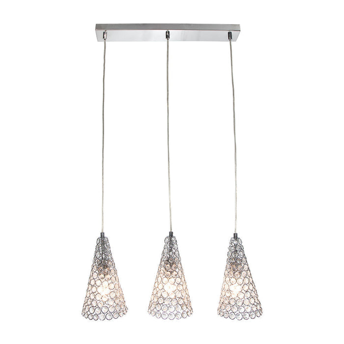 Lámpara Colgante Ike Lite de 40 W Color Cromo Transparente de 3 luces