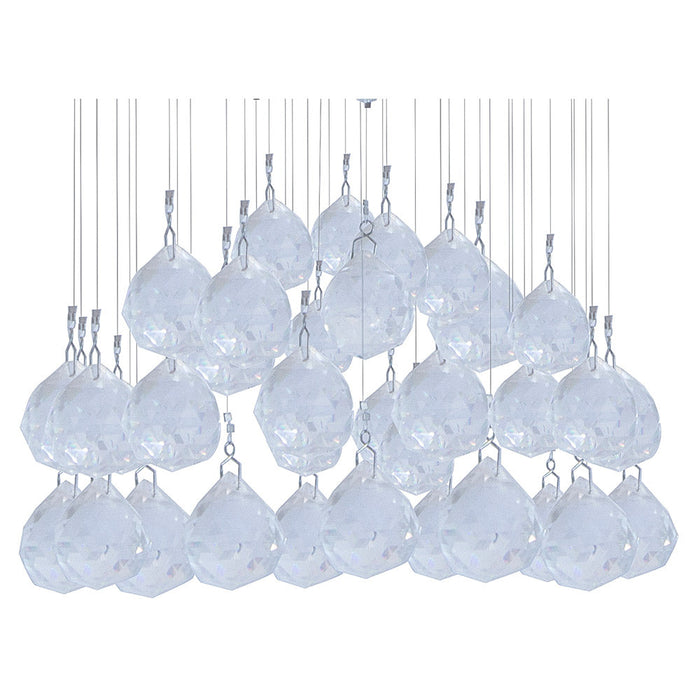 Lámpara Colgante, Cromo y Cristal, 3 Luces