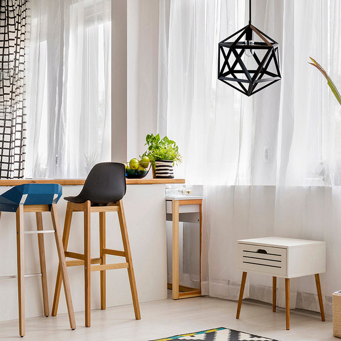 Lámpara Colgante Vintage  Hexágono Negro Mate E27 60w 1 Luz