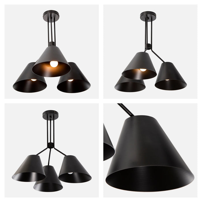 Lámpara Colgante Dark Decor Negro E27 60w 3 Luces