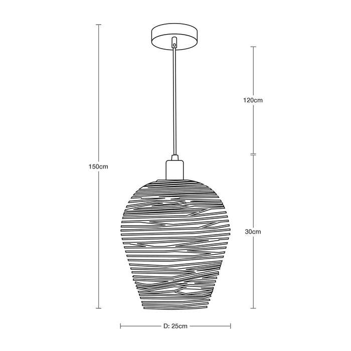 Lámpara Colgante Artesania Natural Ratán Café 10w E27 1 Luz