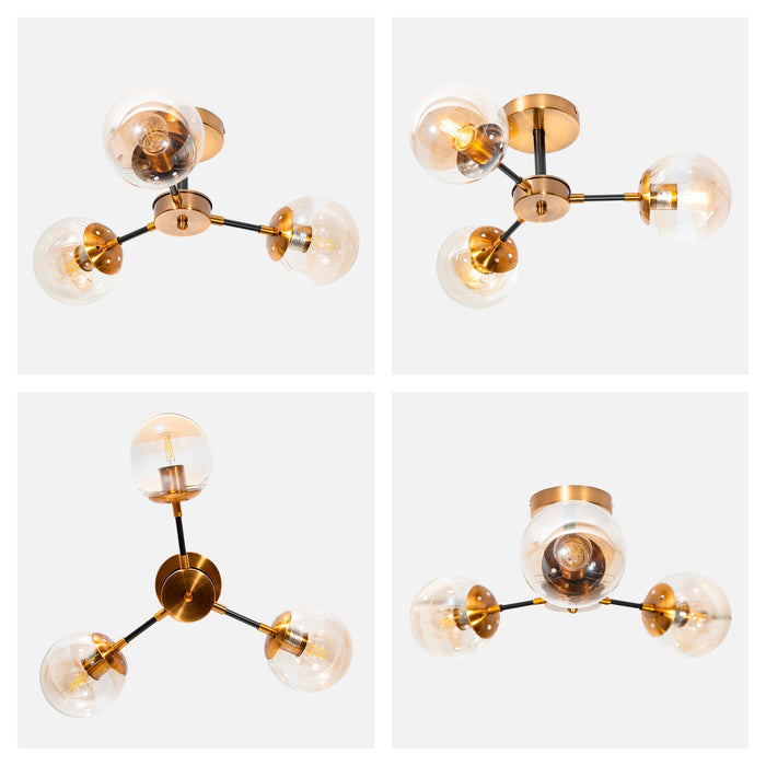 Lámpara de Techo Oro Satinado Ambar E27 40W 3 Luces