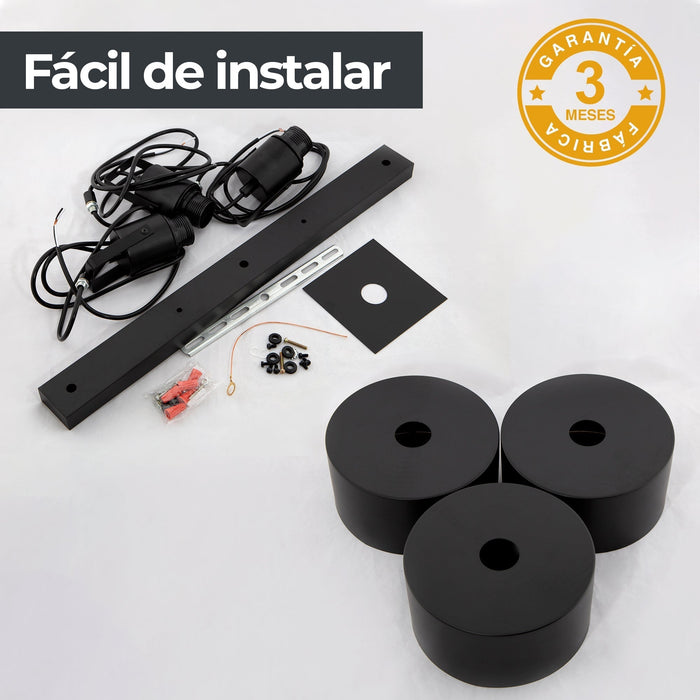 Lámpara Colgante Dark Decor Negro E27 40w 3 Luces