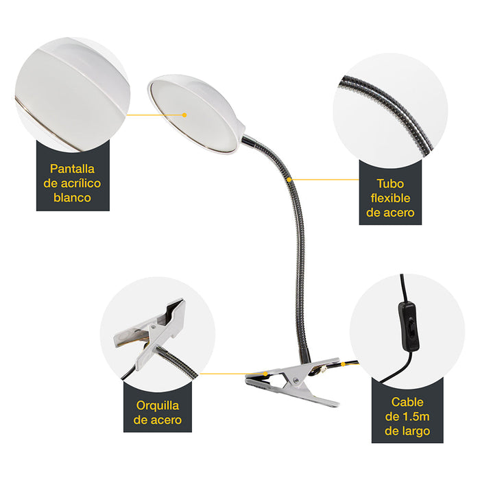 Lámpara De Escritorio Blanca 4w LED Integrado 1 Luz