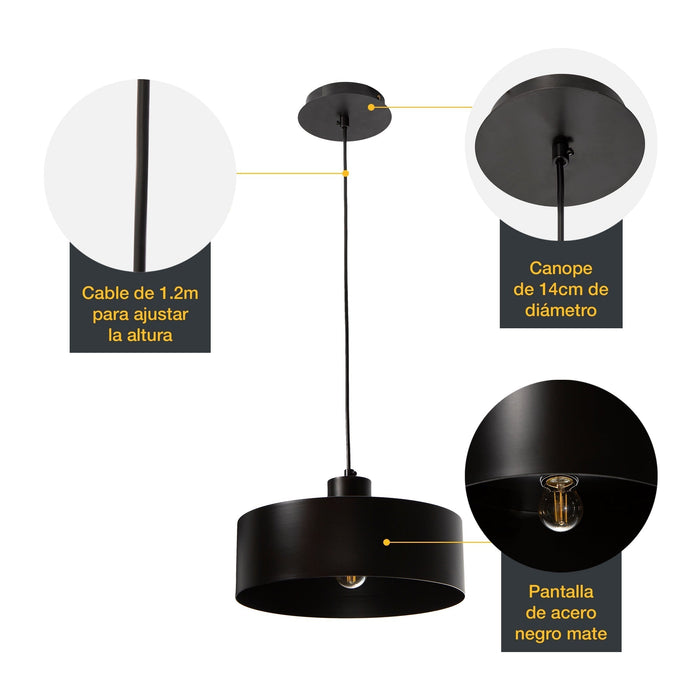 Lámpara Colgante Dark Decor E27 40w 1 Luz