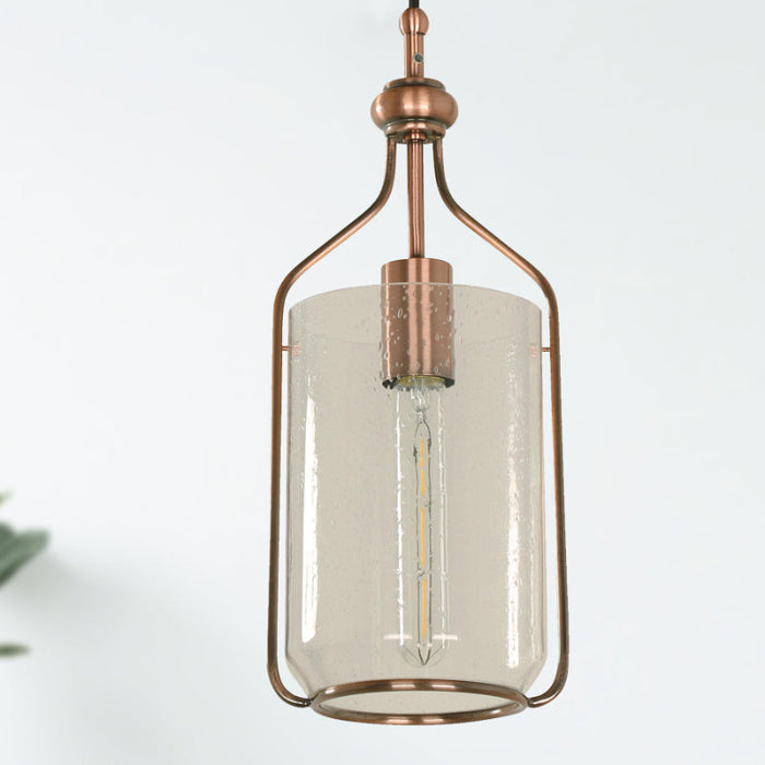 LAMP. COLGANTE COBRE ANTIGUO 1L E27 60W
