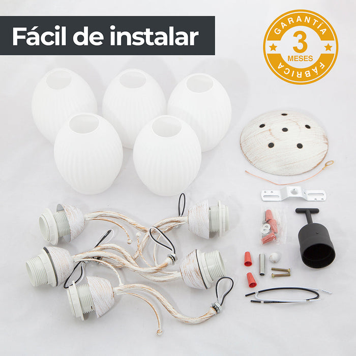 Lámpara Techo Blanco Mate E27 40W 5 Luces