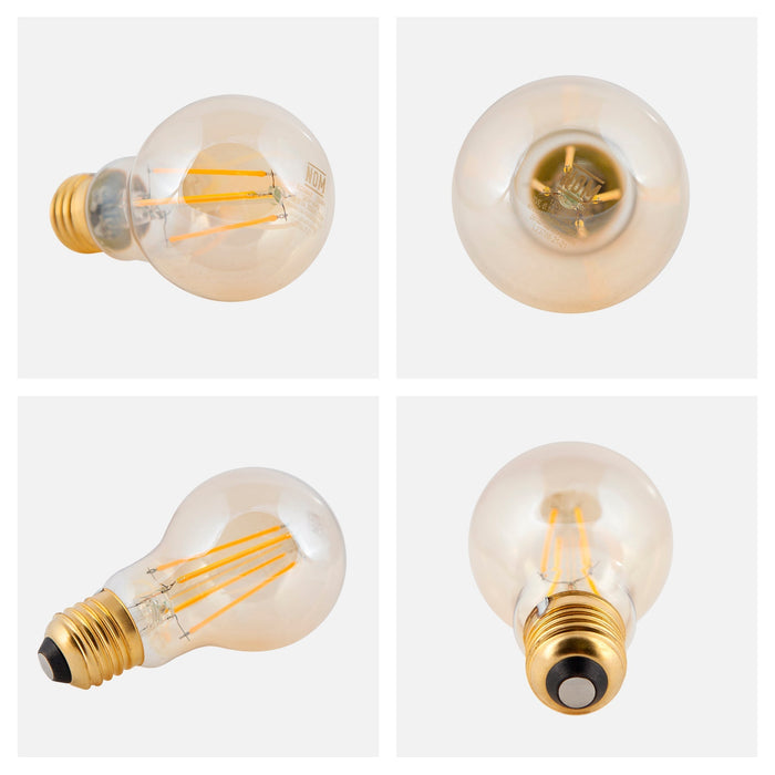 Focos Filamento LED Luz Amarilla Ambar Vintage  3000K 7W A60 4 set