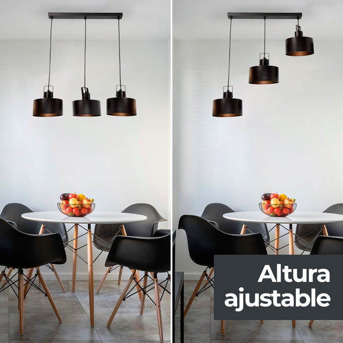 Lámpara Colgante Dark Decor Negro E27 40w 3 Luces