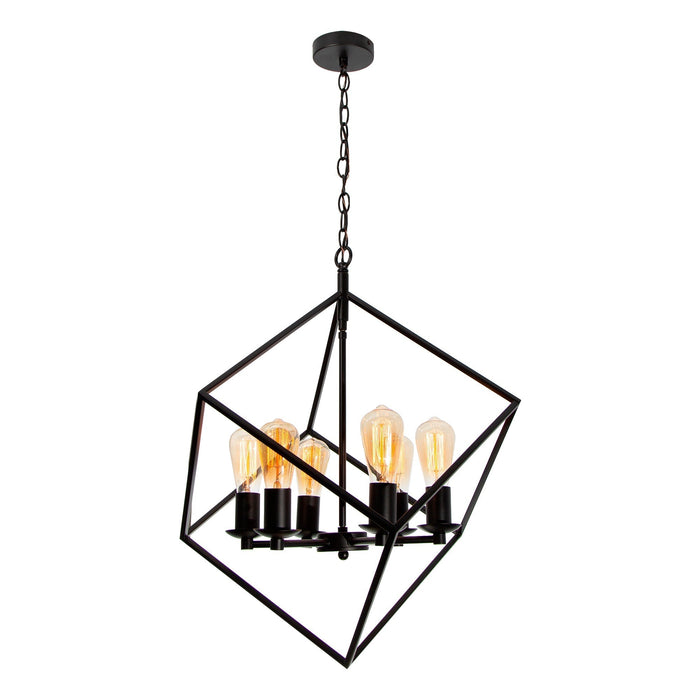 Lámpara Colgante Vintage Candil Negro 60w E27 6 Luces