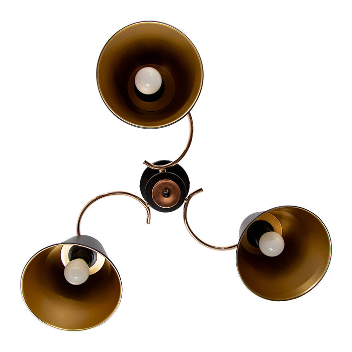 Lámpara de Techo Negro Oro Frances Dark Decor E27 40W 3 Luces
