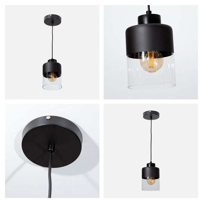 Lámpara colgante, acabado negro mate, 1 luz E27, 40W