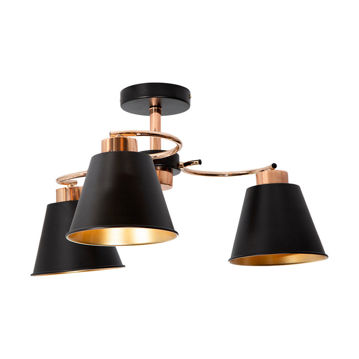 Lámpara de Techo Negro Oro Frances Dark Decor E27 40W 3 Luces