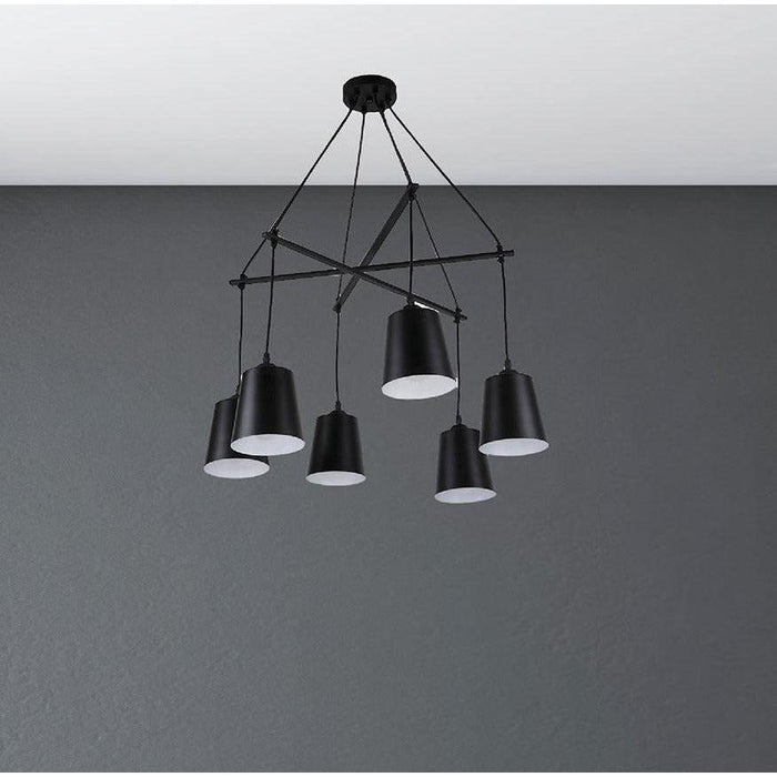 Lámpara Colgante Negro 6L E27 40W