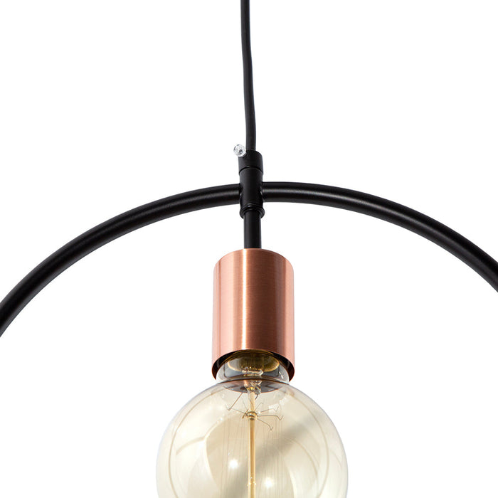 Lámpara de Techo Moderna Negro y Cobre Antiguo 40W E27 1 Luz
